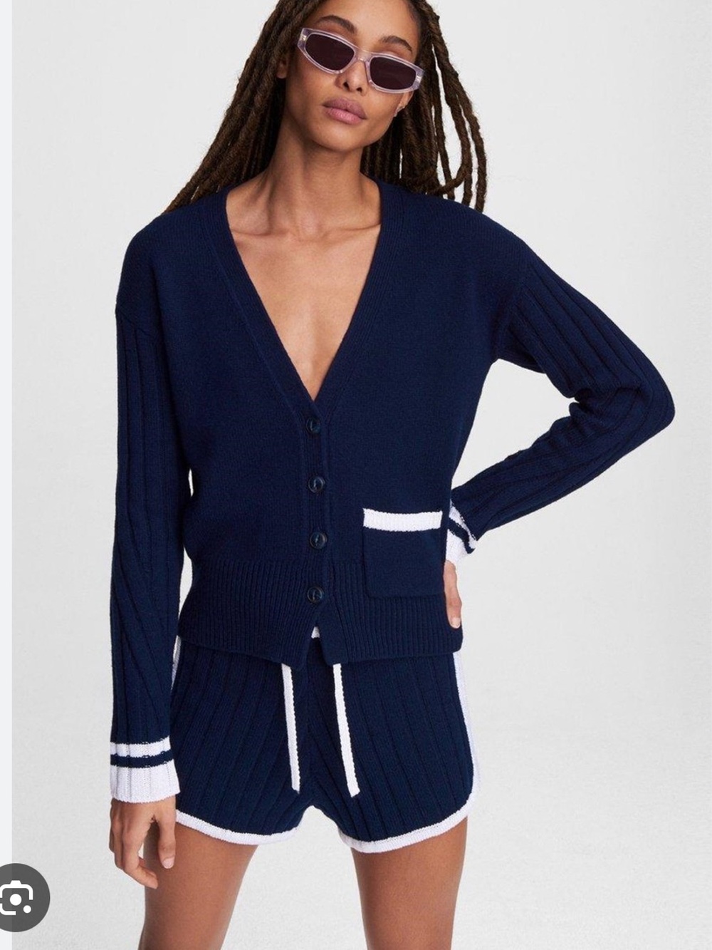 RAG & BONE Navy and White Knit Shorts size S